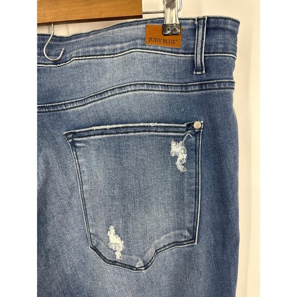 Judy Blue Distressed Cropped Skinny Jeans W/ Frayed Hem & Ripped Details Sz 22W - Picture 8 of 15